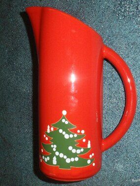 Vintage Waechtersbach Christmas Tree Tall Red Pitcher 32oz West Germany - GIFT!